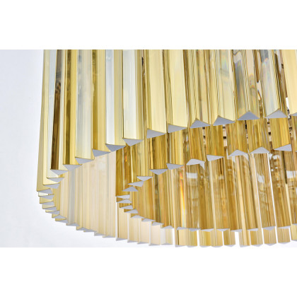 Elegant Crystal Prism 6 Light Round Chandelier - Polished Nickel/Gold, L 31.5" (1208D31PN-GT-RC)