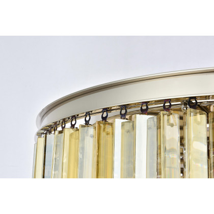 Elegant Crystal Prism 6 Light Round Chandelier - Polished Nickel/Gold, L 31.5" (1208D31PN-GT-RC)