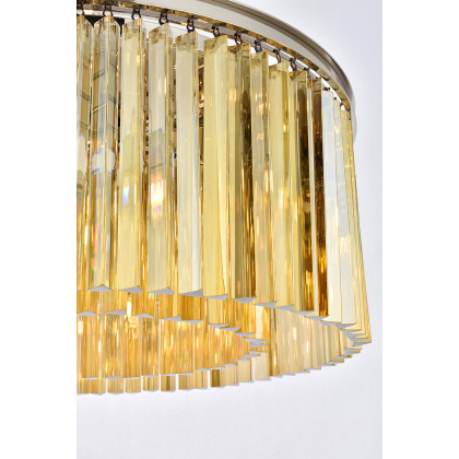 Elegant Crystal Prism 6 Light Round Chandelier - Polished Nickel/Gold, L 31.5" (1208D31PN-GT-RC)