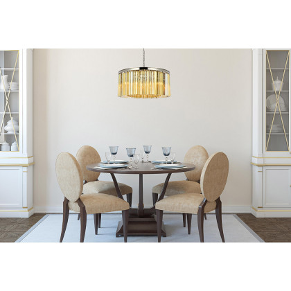 Elegant Crystal Prism 6 Light Round Chandelier - Polished Nickel/Gold, L 31.5" (1208D31PN-GT-RC)