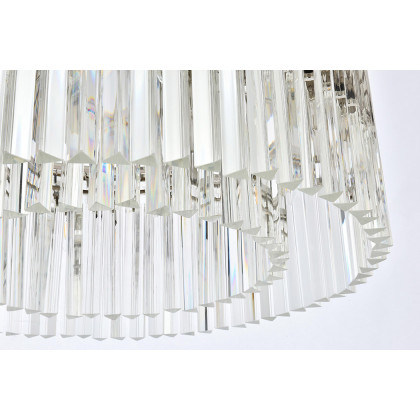 Elegant Crystal Prism 6 Light Round Chandelier - Polished Nickel, L 31.5" (1208D31PN-RC)