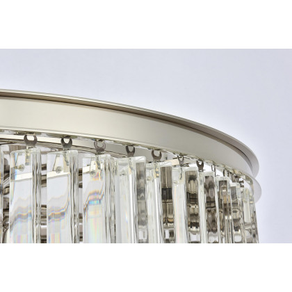 Elegant Crystal Prism 6 Light Round Chandelier - Polished Nickel, L 31.5" (1208D31PN-RC)