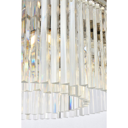 Elegant Crystal Prism 6 Light Round Chandelier - Polished Nickel, L 31.5" (1208D31PN-RC)