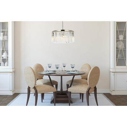 Elegant Crystal Prism 6 Light Round Chandelier - Polished Nickel, L 31.5" (1208D31PN-RC)