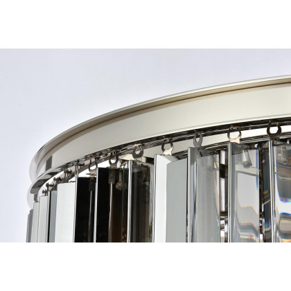 Elegant Crystal Prism 6 Light Round Chandelier - Polished Nickel/Silver, L 31.5" (1208D31PN-SS-RC)