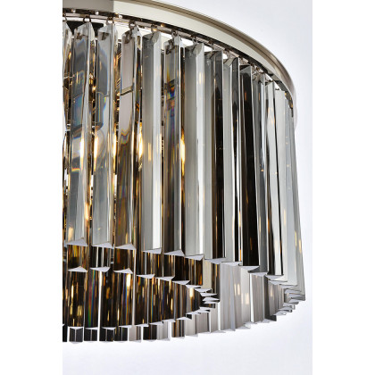 Elegant Crystal Prism 6 Light Round Chandelier - Polished Nickel/Silver, L 31.5" (1208D31PN-SS-RC)