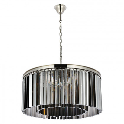 Elegant Crystal Prism 6 Light Round Chandelier - Polished Nickel/Silver, L 31.5" (1208D31PN-SS-RC)