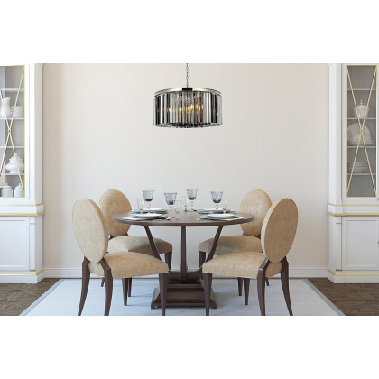 Elegant Crystal Prism 6 Light Round Chandelier - Polished Nickel/Silver, L 31.5" (1208D31PN-SS-RC)