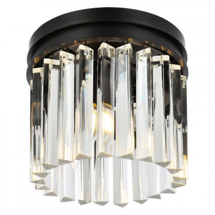 Elegant Crystal Prism 6 Light Flush Mount - Matte Black, L 12" (1208F12MB-RC)