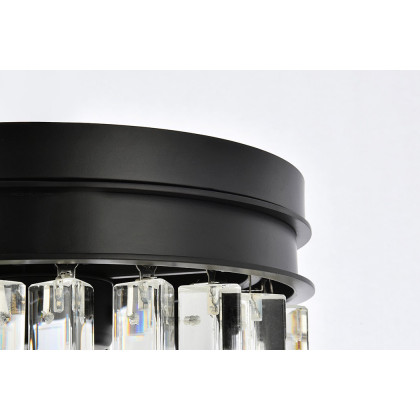 Elegant Crystal Prism 6 Light Flush Mount - Matte Black, L 12" (1208F12MB-RC)