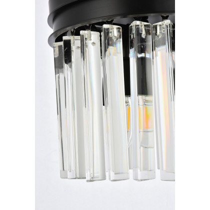 Elegant Crystal Prism 6 Light Flush Mount - Matte Black, L 12" (1208F12MB-RC)