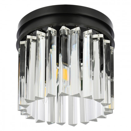 Elegant Crystal Prism 6 Light Flush Mount - Matte Black, L 12" (1208F12MB-RC)