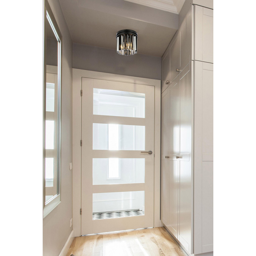 Elegant Crystal Prism 6 Light Flush Mount - Matte Black/Silver, L 12" (1208F12MB-SS-RC)