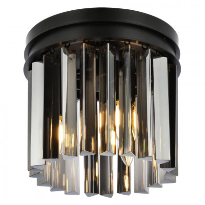 Elegant Crystal Prism 6 Light Flush Mount - Matte Black/Silver, L 12" (1208F12MB-SS-RC)