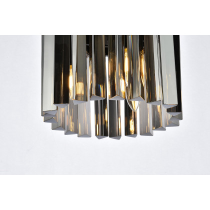 Elegant Crystal Prism 6 Light Flush Mount - Matte Black/Silver, L 12" (1208F12MB-SS-RC)