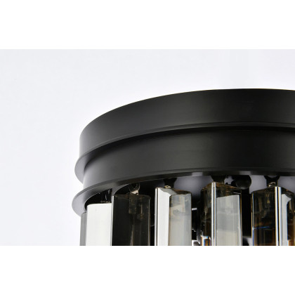 Elegant Crystal Prism 6 Light Flush Mount - Matte Black/Silver, L 12" (1208F12MB-SS-RC)
