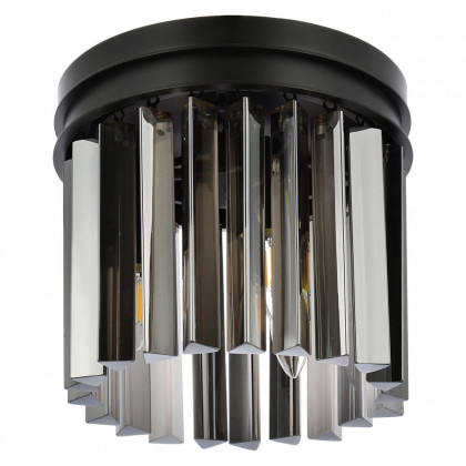 Elegant Crystal Prism 6 Light Flush Mount - Matte Black/Silver, L 12" (1208F12MB-SS-RC)