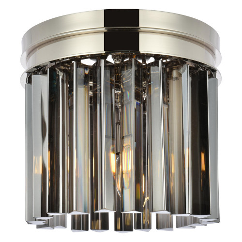 Elegant Crystal Prism 6 Light Flush Mount - Polished Nickel/Silver, L 12" (1208F12PN-SS-RC)