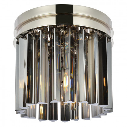 Elegant Crystal Prism 6 Light Flush Mount - Polished Nickel/Silver, L 12" (1208F12PN-SS-RC)