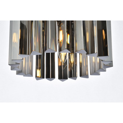 Elegant Crystal Prism 6 Light Flush Mount - Polished Nickel/Silver, L 12" (1208F12PN-SS-RC)