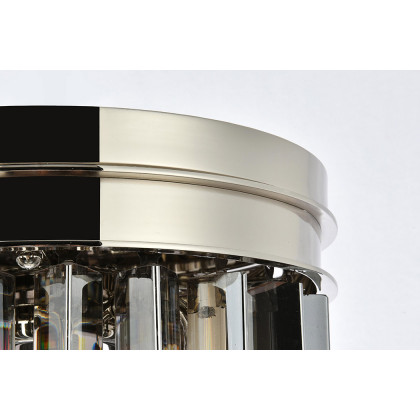 Elegant Crystal Prism 6 Light Flush Mount - Polished Nickel/Silver, L 12" (1208F12PN-SS-RC)
