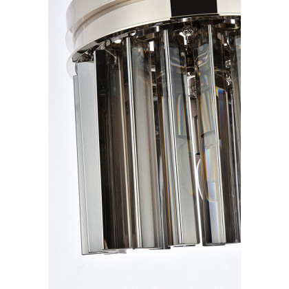 Elegant Crystal Prism 6 Light Flush Mount - Polished Nickel/Silver, L 12" (1208F12PN-SS-RC)