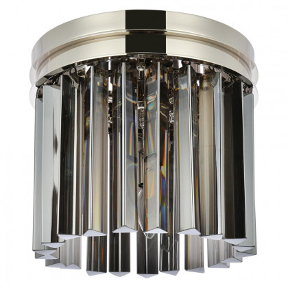 Elegant Crystal Prism 6 Light Flush Mount - Polished Nickel/Silver, L 12" (1208F12PN-SS-RC)