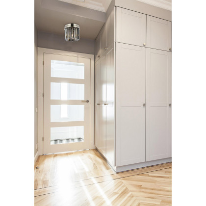 Elegant Crystal Prism 6 Light Flush Mount - Polished Nickel/Silver, L 12" (1208F12PN-SS-RC)