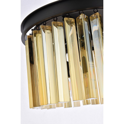 Elegant Crystal Prism 6 Light Flush Mount - Matte Black/Gold, L 16" (1208F16MB-GT-RC)