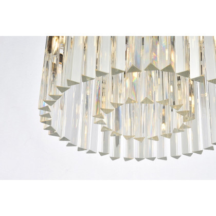 Elegant Crystal Prism 6 Light Flush Mount - Matte Black, L 20" (1208F20MB-RC)