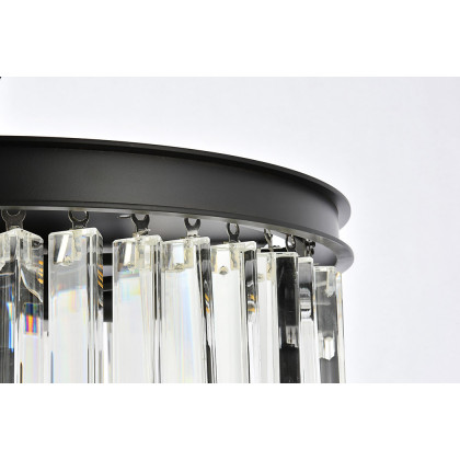 Elegant Crystal Prism 6 Light Flush Mount - Matte Black, L 20" (1208F20MB-RC)