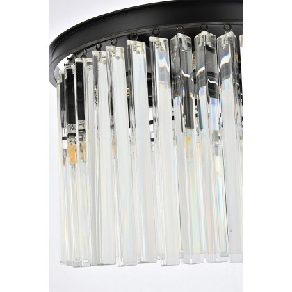 Elegant Crystal Prism 6 Light Flush Mount - Matte Black, L 20" (1208F20MB-RC)