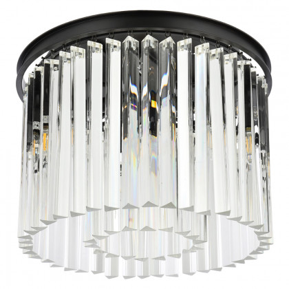 Elegant Crystal Prism 6 Light Flush Mount - Matte Black, L 20" (1208F20MB-RC)