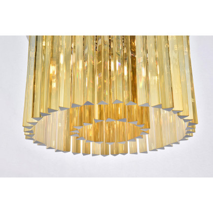 Elegant Crystal Prism 6 Light Flush Mount - Polished Nickel/Gold, L 20" (1208F20PN-GT-RC)