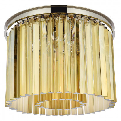 Elegant Crystal Prism 6 Light Flush Mount - Polished Nickel/Gold, L 20" (1208F20PN-GT-RC)