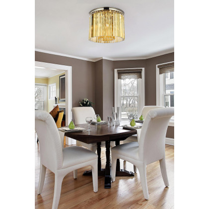 Elegant Crystal Prism 6 Light Flush Mount - Polished Nickel/Gold, L 20" (1208F20PN-GT-RC)