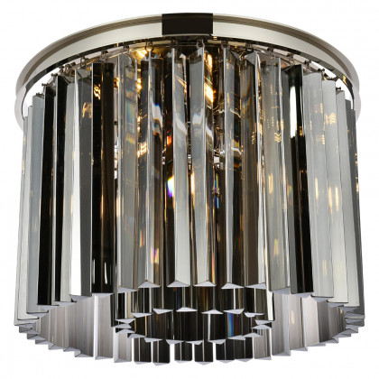 Elegant Crystal Prism 6 Light Flush Mount - Polished Nickel/Silver, L 20" (1208F20PN-SS-RC)