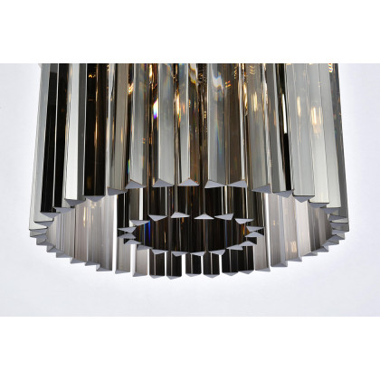Elegant Crystal Prism 6 Light Flush Mount - Polished Nickel/Silver, L 20" (1208F20PN-SS-RC)