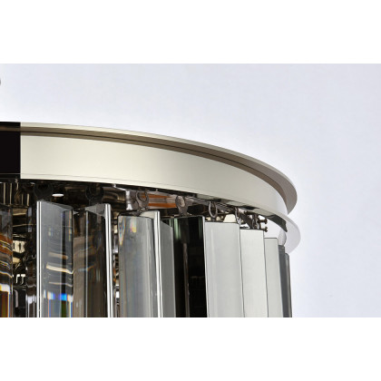 Elegant Crystal Prism 6 Light Flush Mount - Polished Nickel/Silver, L 20" (1208F20PN-SS-RC)