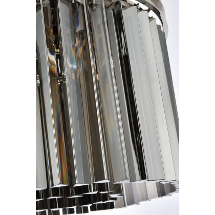 Elegant Crystal Prism 6 Light Flush Mount - Polished Nickel/Silver, L 20" (1208F20PN-SS-RC)
