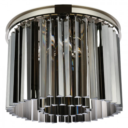 Elegant Crystal Prism 6 Light Flush Mount - Polished Nickel/Silver, L 20" (1208F20PN-SS-RC)