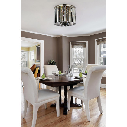 Elegant Crystal Prism 6 Light Flush Mount - Polished Nickel/Silver, L 20" (1208F20PN-SS-RC)