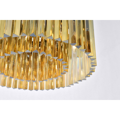 Elegant Crystal Prism 6 Light Flush Mount - Matte Black/Gold, L 26" (1208F26MB-GT-RC)