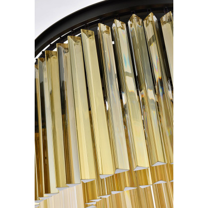Elegant Crystal Prism 6 Light Flush Mount - Matte Black/Gold, L 26" (1208F26MB-GT-RC)