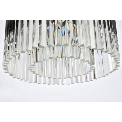 Elegant Crystal Prism 6 Light Flush Mount - Matte Black, L 26" (1208F26MB-RC)