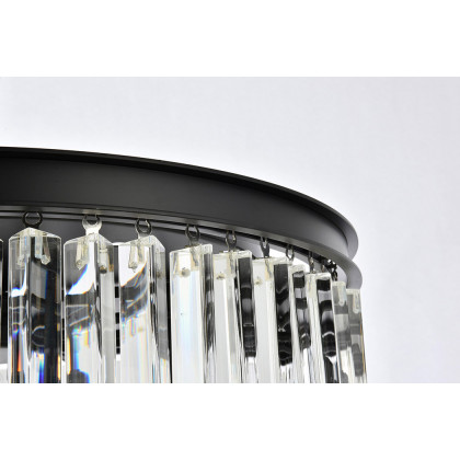 Elegant Crystal Prism 6 Light Flush Mount - Matte Black, L 26" (1208F26MB-RC)