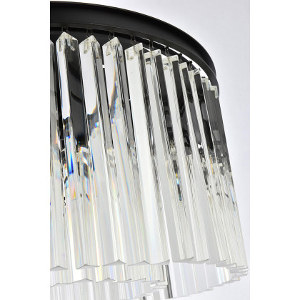 Elegant Crystal Prism 6 Light Flush Mount - Matte Black, L 26" (1208F26MB-RC)