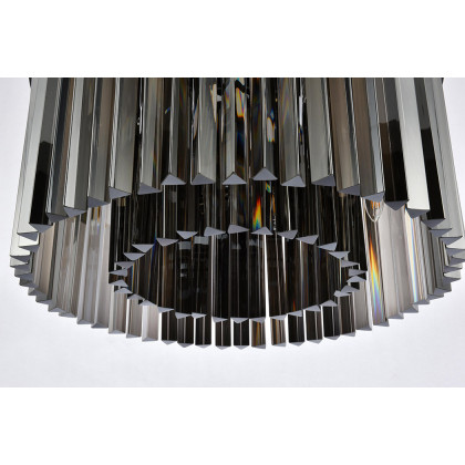 Elegant Crystal Prism 6 Light Flush Mount - Matte Black/Silver, L 26" (1208F26MB-SS-RC)
