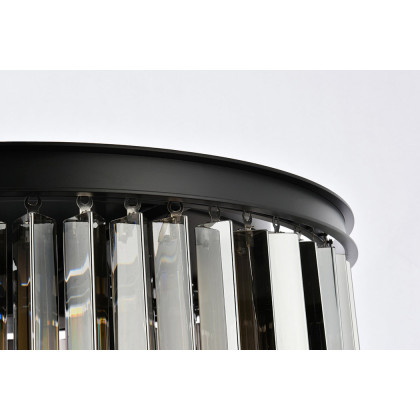 Elegant Crystal Prism 6 Light Flush Mount - Matte Black/Silver, L 26" (1208F26MB-SS-RC)