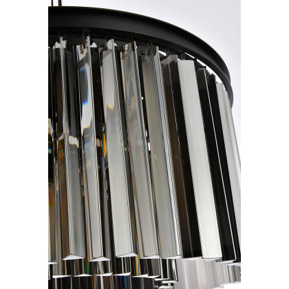 Elegant Crystal Prism 6 Light Flush Mount - Matte Black/Silver, L 26" (1208F26MB-SS-RC)